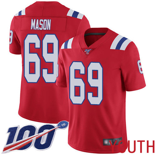 New England Patriots Football #69 Vapor Untouchable 100th Season Limited Red Youth Shaq Mason Alternate NFL Jersey